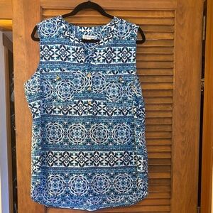 Croft & Barrow Blue and White Patterned Blouse